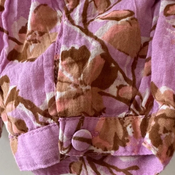 J. Jill Floral Button-Front Blouse with Brown/peach Print - Picture 9 of 9